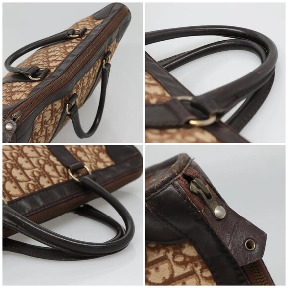 Christian Dior Trotter Canvas Hand Bag Brown Gold Auth 137848 - Picture 16 of 16